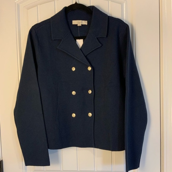 Loft Navy Double-Breasted Women's Sweater Jacket NWT - Picture 2 of 6